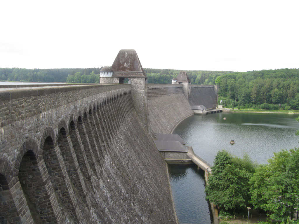 The Mhne Dam, primary target and defended by anti-aircraft guns in the towers