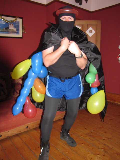 Balloon man - a cross between a Ninja and a balloon-blowing clown