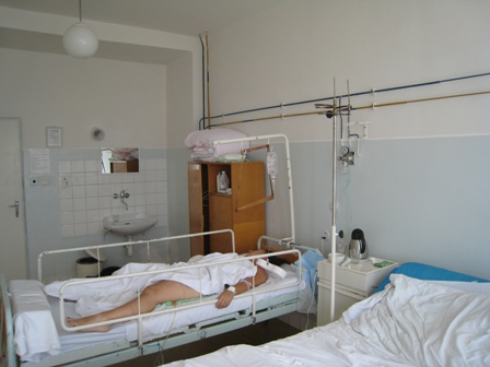 The hospital room in Poprad, which Tracy likens to ‘Tenko’…