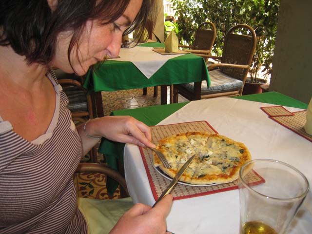 Tracy enjoys some 'normal' food...