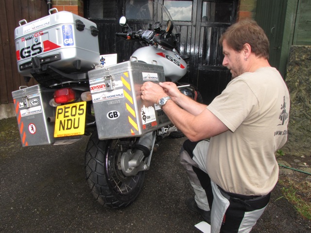 Paul applies the final touches to the bike...