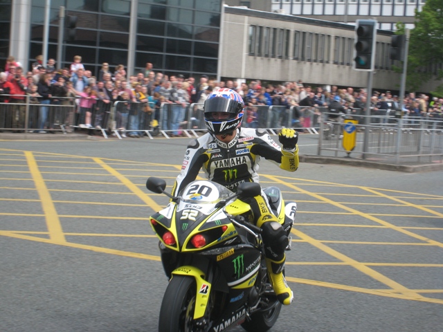 James Toseland heads the cavalcade through Northwich