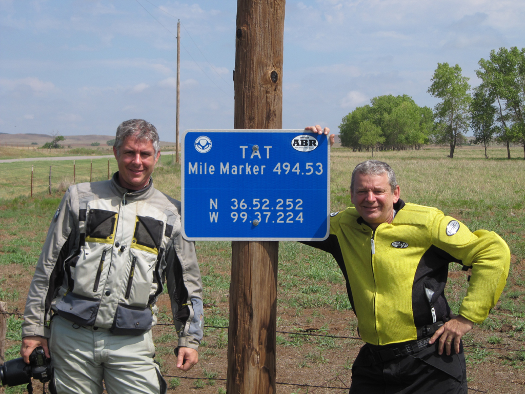 Aaron and Harold by the TAT sign outside Buffalo, OK