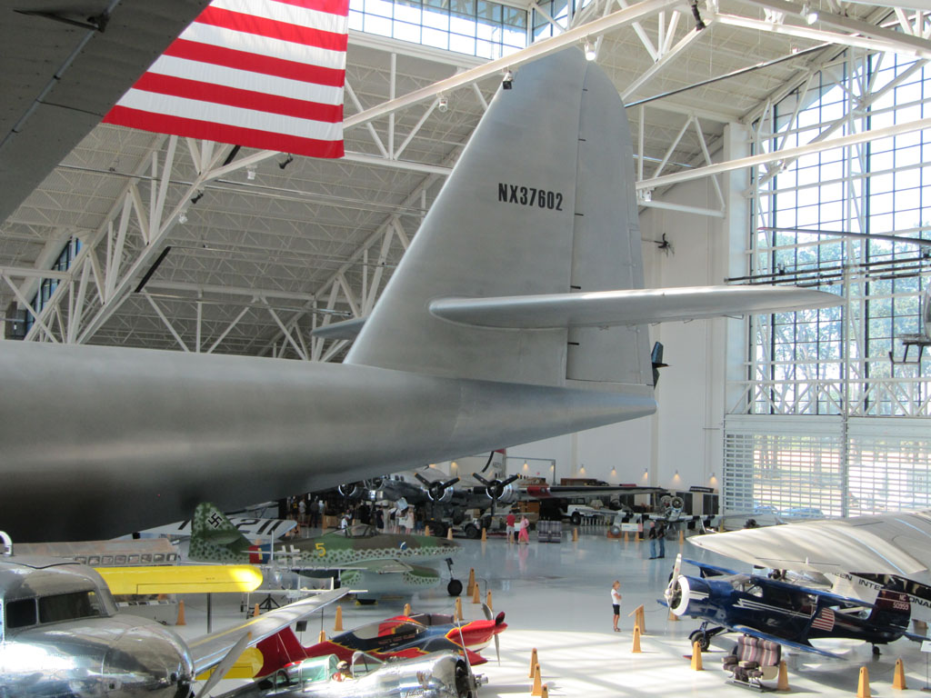 Spruce Goose tail with B-17 underneath