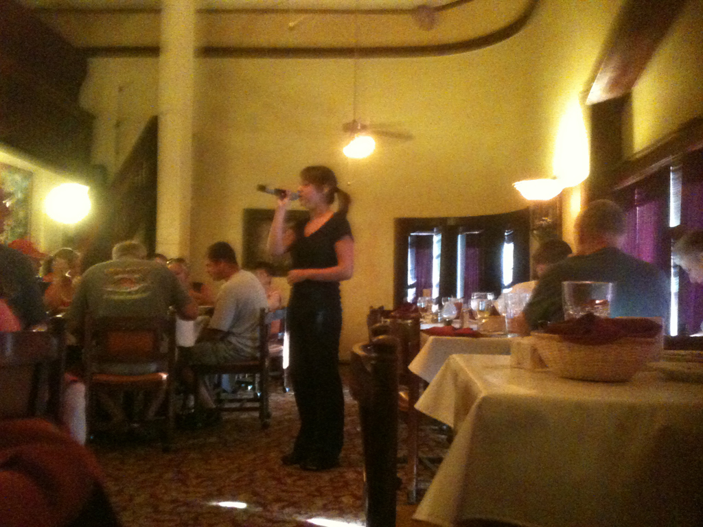 Singing waitress in Rino's Italian restaurant