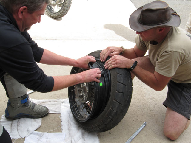 Step 4: Using brute force, pull the rim away from the inner edge of the old tyre...