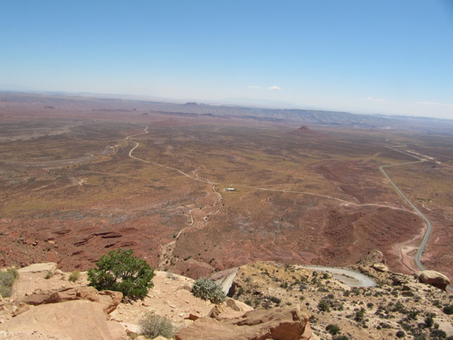 Looking out from the start of the Moki Dugway, one of the switchbacks visible at the bottom...