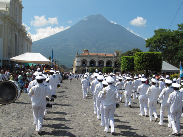 Marching band, Independence Day, Antigua Guatemala...