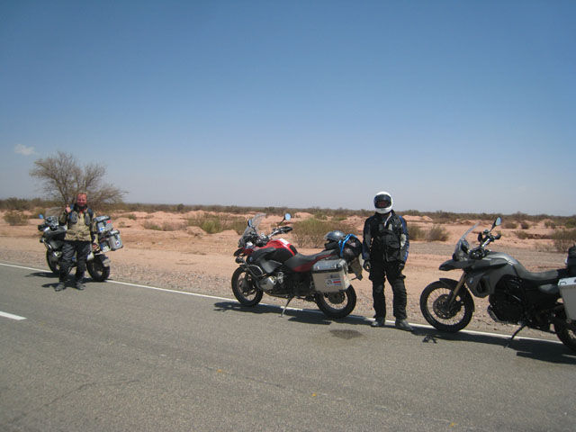 My escort, Pertti and Simon, in the desert...