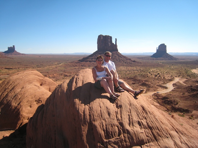 Tracy and Paul in front of Monument Valley’s famous Mittens…