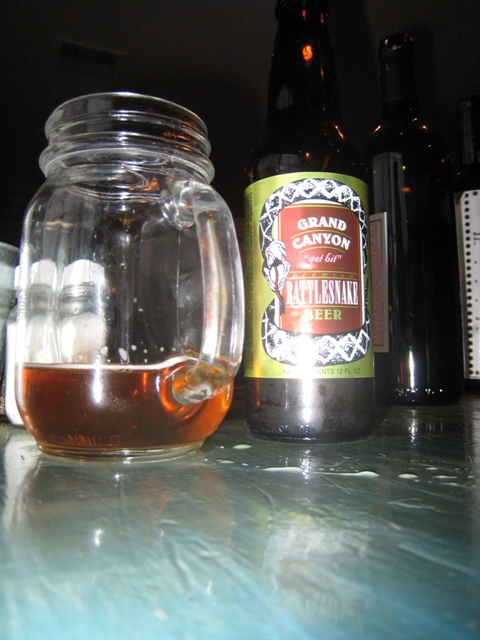 A bottle of Rattlenake in a jam jar, please barman…